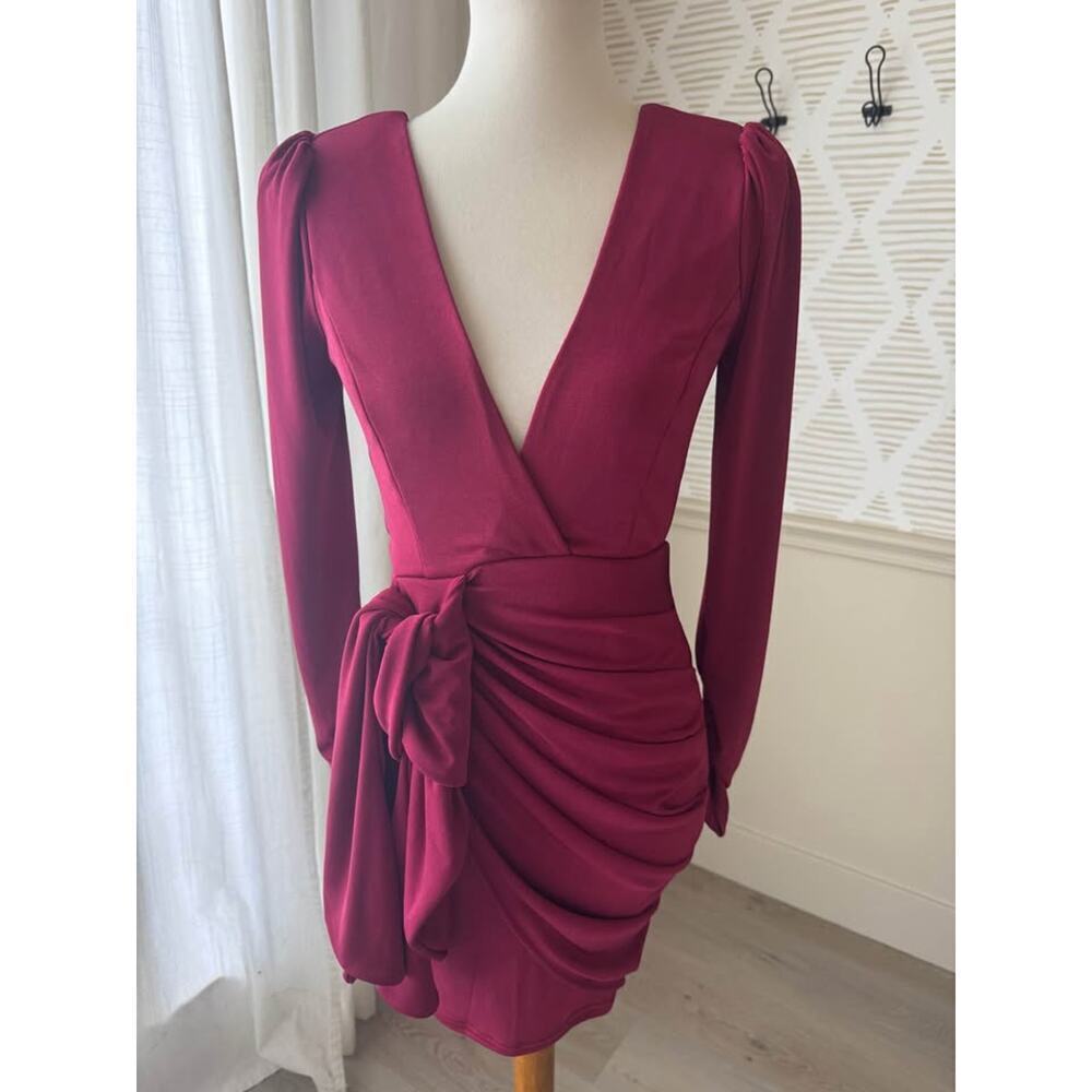 Dao Chloe Dao Women’s Small Fuchsia Ruffle Backless Cocktail Party Mini Dress